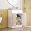 Ensemble de meuble-lavabo 24 po avec lavabo, meuble 2 portes, avec tablette, conception sans poignée, lavabo en céramique à bordure épaisse unique, charnière à système de fermeture en douceur, assemblage facile, blanc brillant
