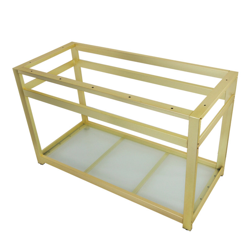 Kingston Brass Kingston Commercial Steel Console Sink Base with Glass Shelf, Brushed Brass