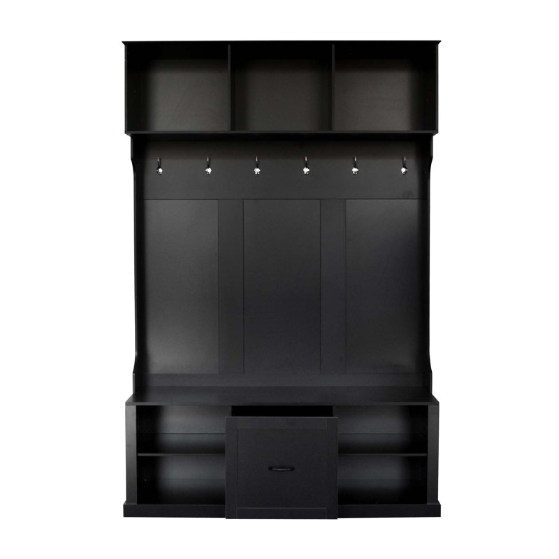 Modern 3-in-1 Design Multifunctional Storage Hall Tree, Black