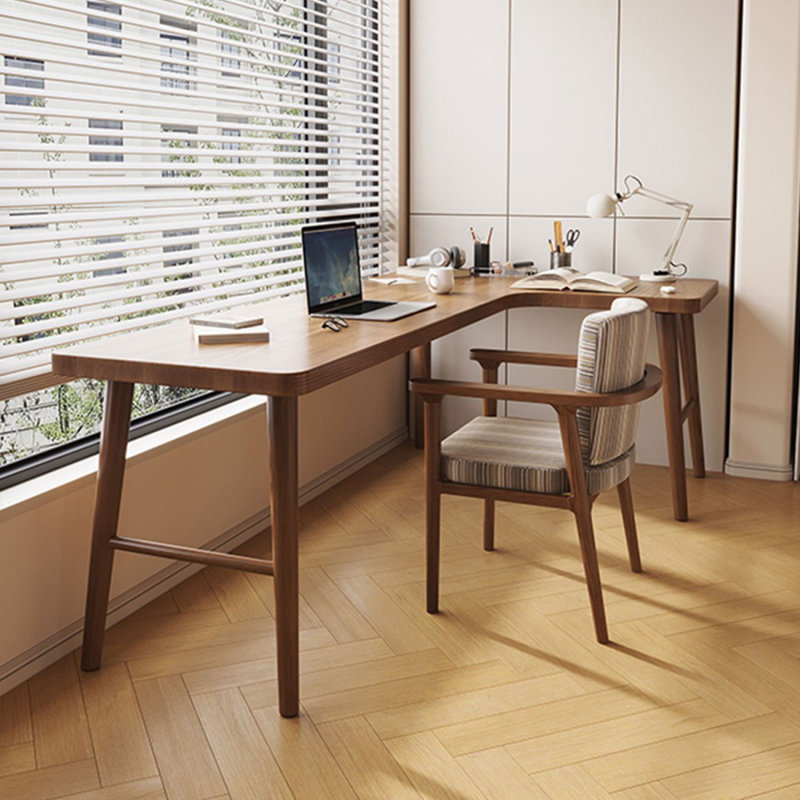 Bureau d'écriture en bois massif en L de couleur châtaignier clair, H 29,53 po x l 78,74 po x P 55,12 po, Retour à droite
