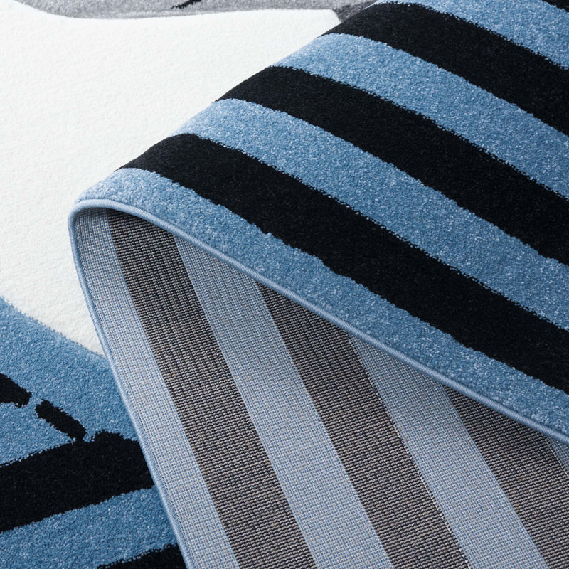 Tapis bleu marine à imprimé animal Burgan, Rectangle 8 pi x 10 pi