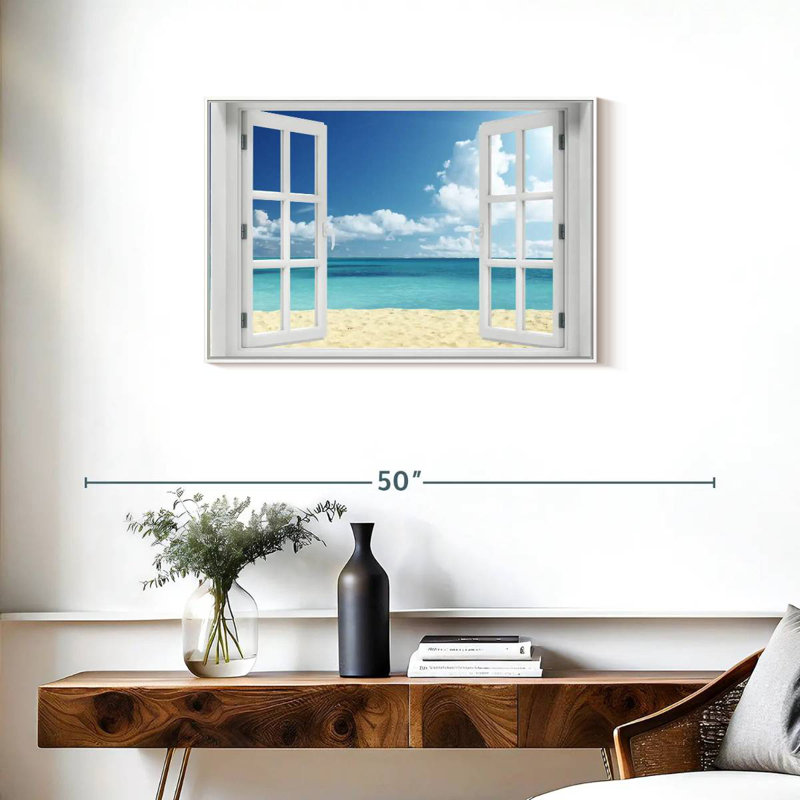 Fenêtre à distance Azemar, Cadre flottant blanc, 31 po x 21 po
