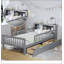 Lit simple avec rangement pour tête de lit, tiroirs sous le lit et garde-corps à trois côtés pour plus de sécurité et d'organisation, gris-1497099021