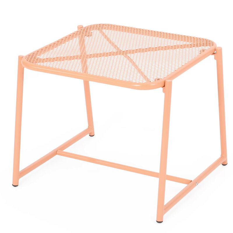 Table d'appoint moderne H 16,6 po avec structure en fer et filet, orange, l 19,52 po x P 18,43 po, résistant aux intempéries, H 15,5 po requis - orange