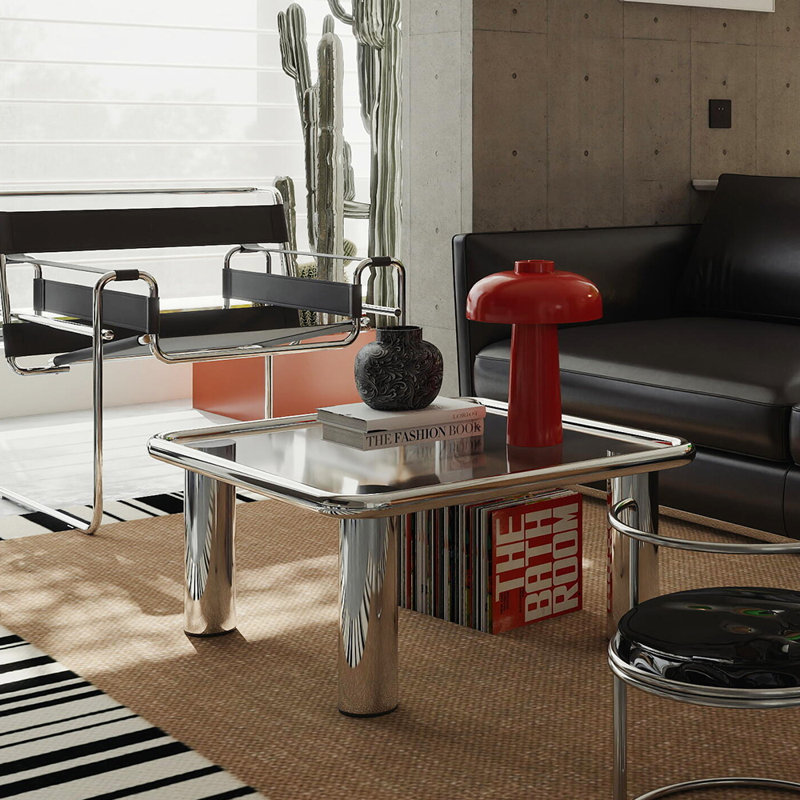 Table basse de style nordique minimaliste, H 14,9 po x L 39,3 po x l 39,3 po