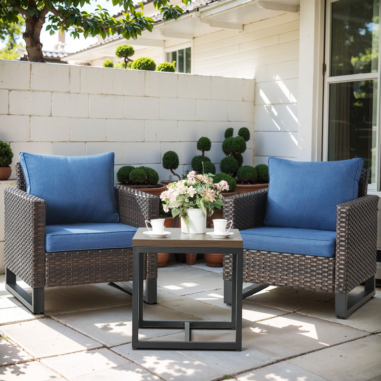 Nazime Wicker 2 - Person Patio Conversation Sets with Cushions