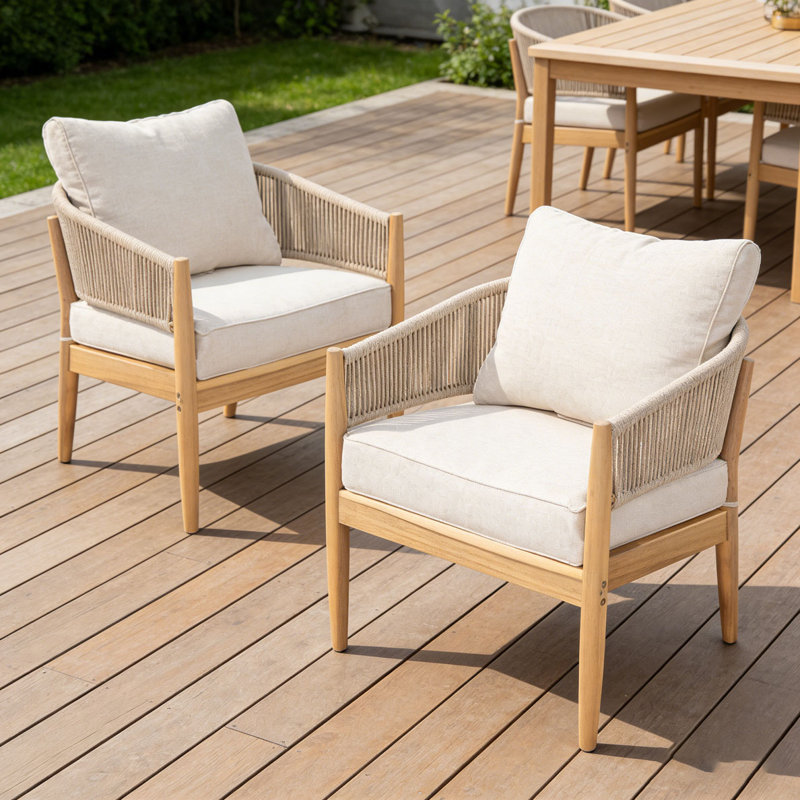 Ensemble de chaise de patio en bois, Naturel