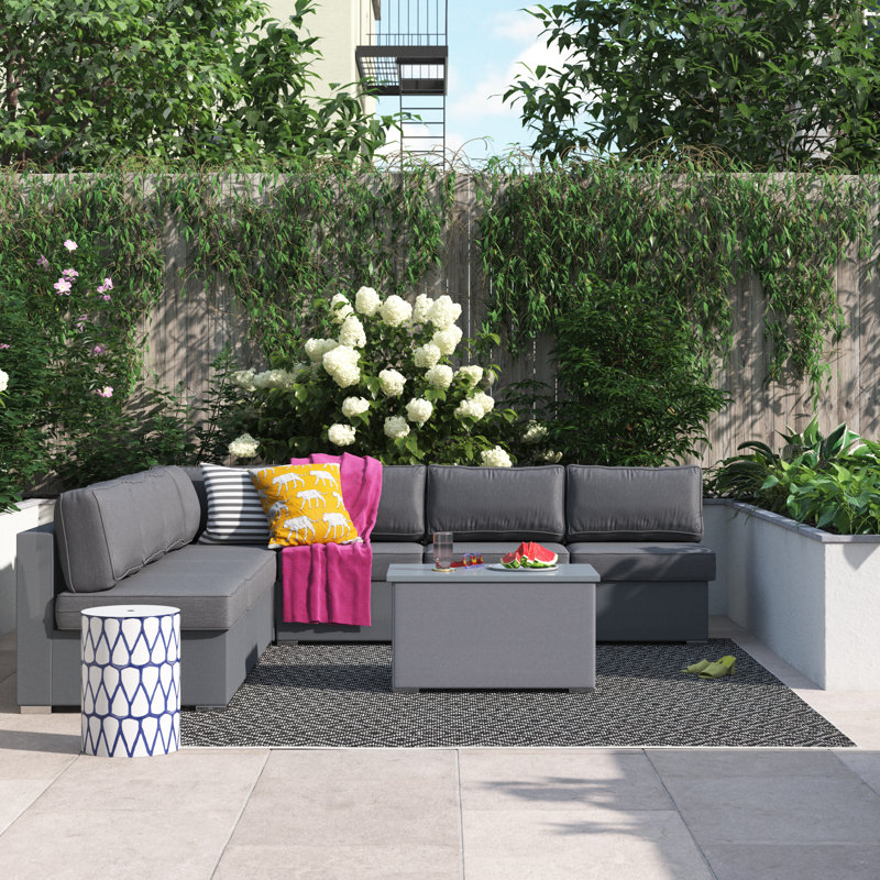 Ensemble de conversation modulaire avec coussins 7 pièces Evelynn