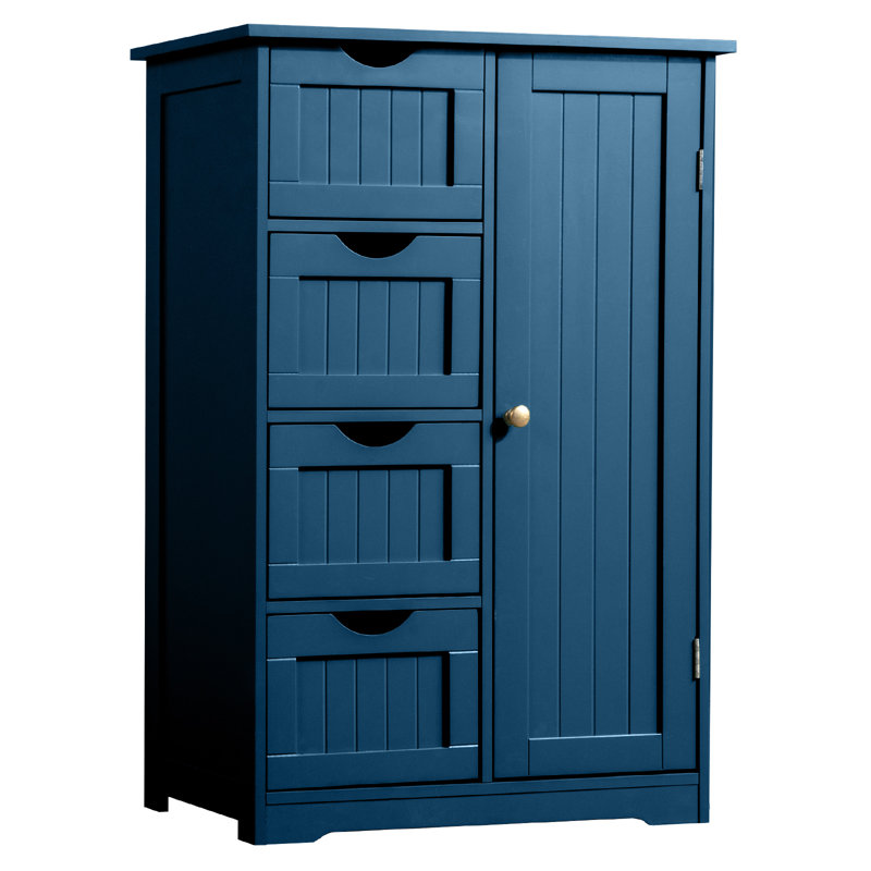 Vertical Stripes Bathroom Storage Cabinet – 56×30×95cm Vanity With 4+1 Drawers & 1 Door, Master Bathroom/small Space Must-have