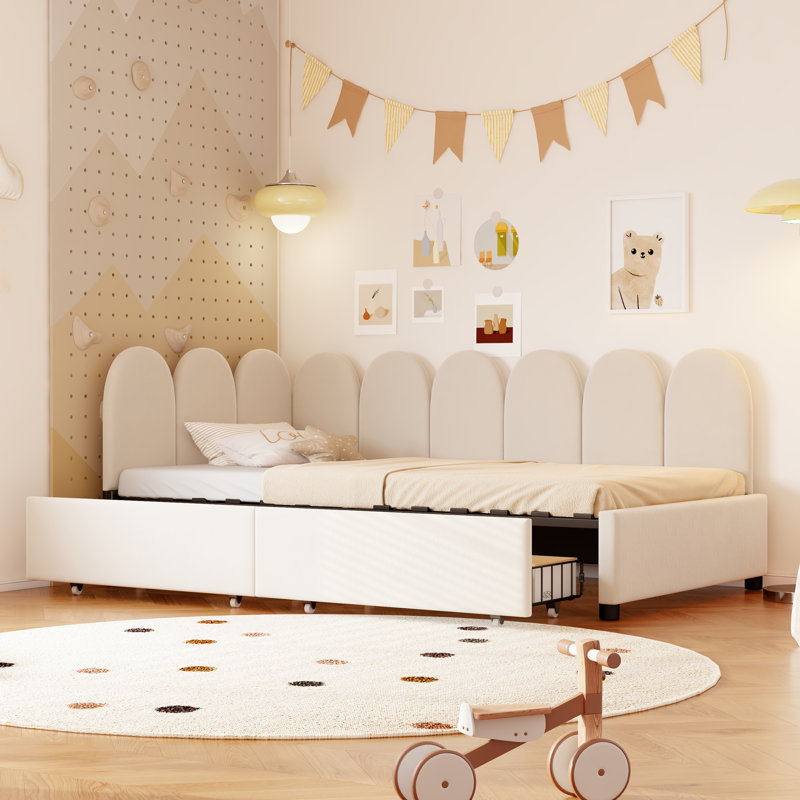 Velvet Upholstered Daybed with 2 Drawers - Thumbnail 2