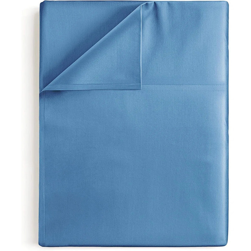 Soft Flat Sheet – Cooling, Breathable & Wrinkle Free Top Sheet, Denim Blue, Twin XL