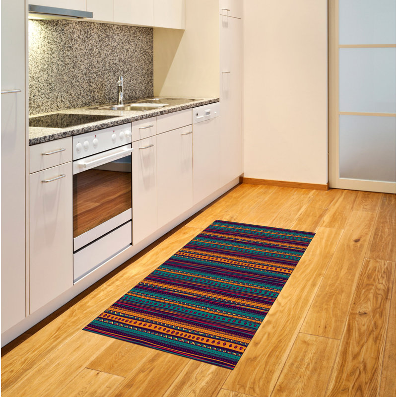 Striped High Density Long Fiber Poly Threads Decorative Area Rug Carpet, Rectangle 2'7" x 5'
