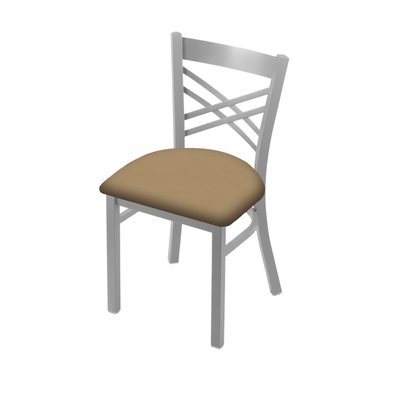 Catalina 18'' H Upholstered Metal Side Chair, Anodized Nickel, Vinyl-Canter Sand