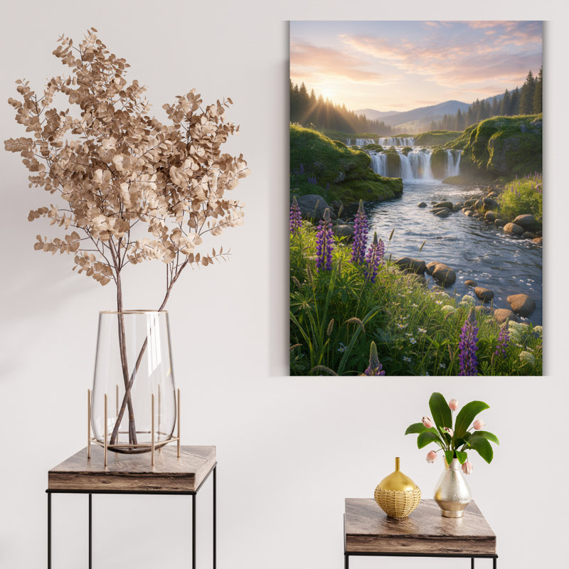 Art mural en verre trempé montagne, H 24 po x l 18 po