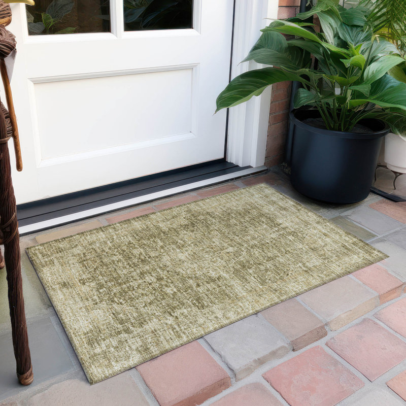 Machine Washable Indoor/Outdoor Claudian ACN1663 Brown Rug, Rectangle 1 pi 8 po x 2 pi 6 po