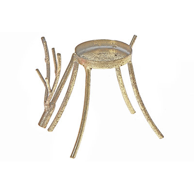 Bougeoir cerf en métal doré