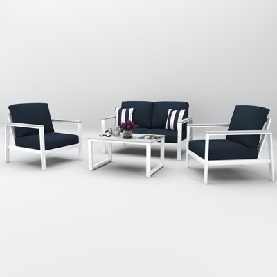 Townsend 4 Person Seating Group With Sunbrella Cushions by Birch Lane