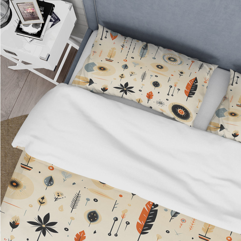 Ensemble de housse de couette Beige Urban Nomadic Feathers, Housse de couette pour très grand lit et 2 très