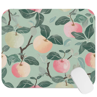 Food and Kitchen Apples Pattern VI Fruits Apple Modern Gaming Cute Office Laptop Desk Pad Gift Mat Square Rectangle Non-Slip Mousepad