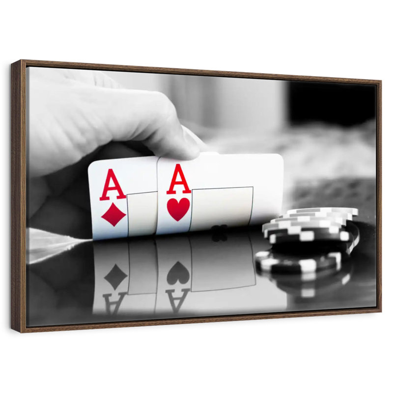 Poker Aces, Cadre flottant noyer, 31 po x 21 po