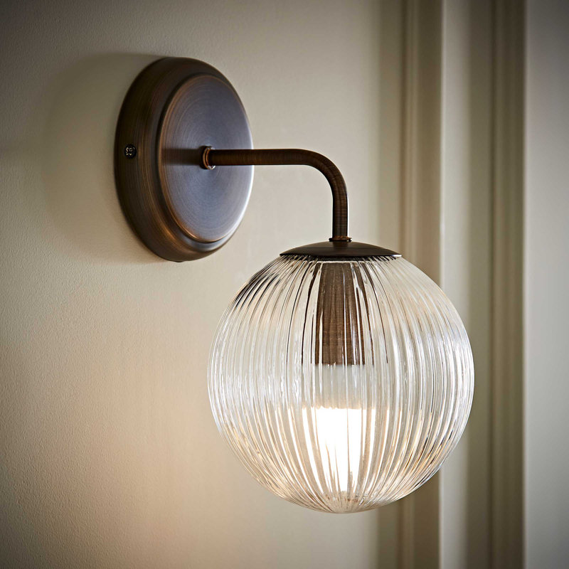 Springlake Armed Sconce, 1, Brushed Brass, 26cmH x 15cmW x 19cmD