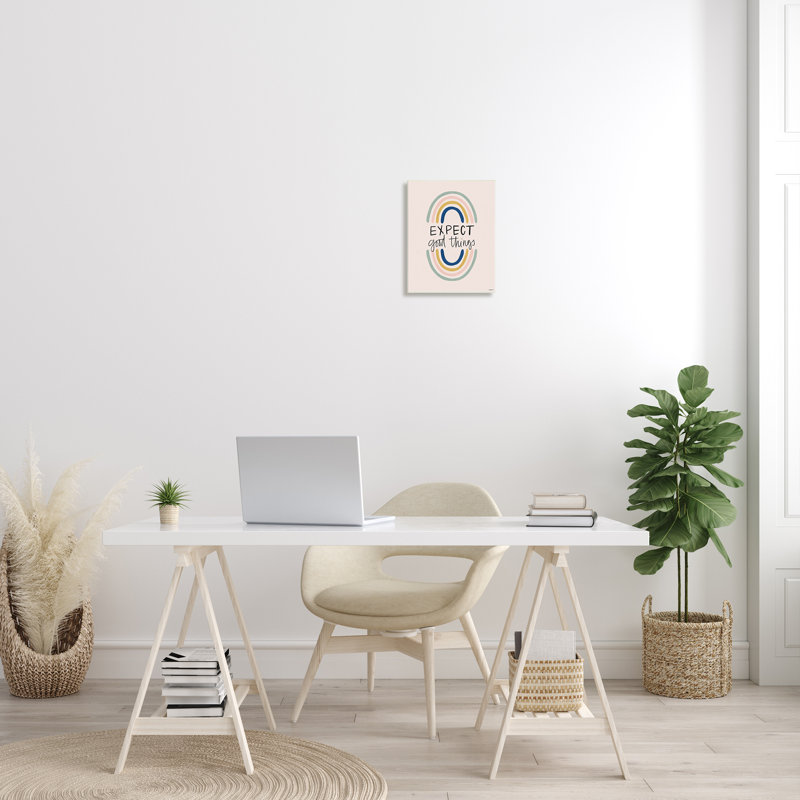 «Expect Good Things», phrase d'arc-en-ciel - art textuel sur toile, Plaque murale, H 15 po x l 10 po x P 0,5 po