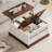 Farmhouse Lift Top Coffee Table Set, Coffee Table And 2 End Tables, Swinging Door Design, Hydraulic Lift Top, Charging Station