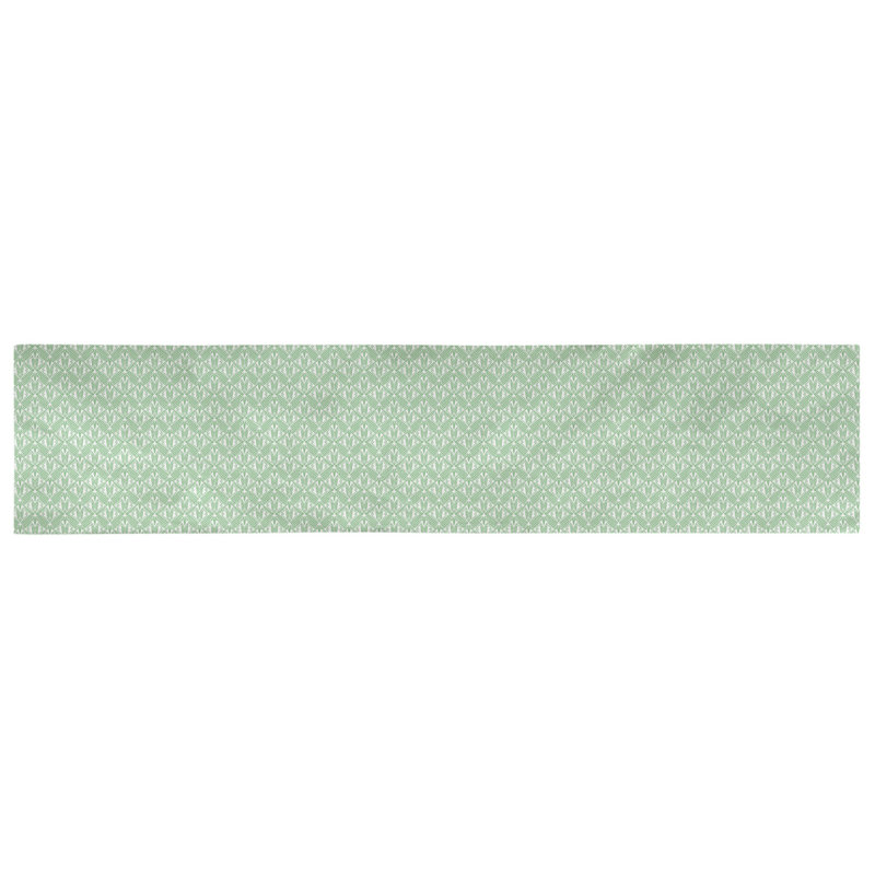 Chemin de table art déco Avicia, 90 po x 16 po, Vert, Sergé de coton