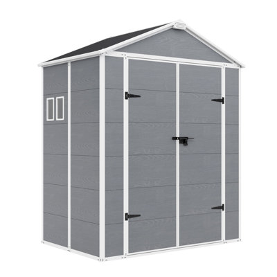 Remise de rangement extérieure en plastique 6 x 4 pi pour jardin, remise en résine avec plancher, porte verrouillable et évent