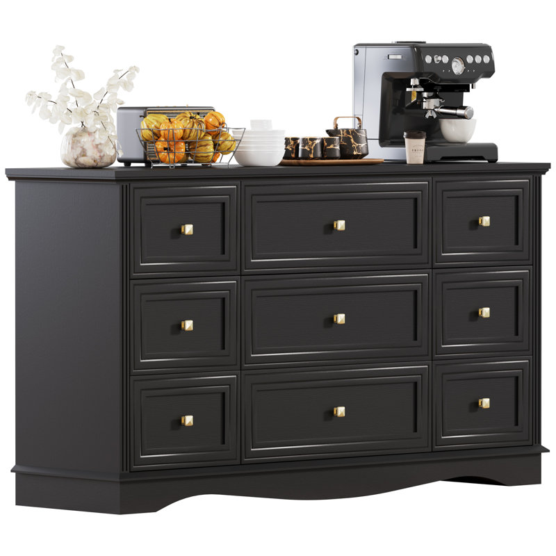Commode réglable 9 po Dorset, Noir et or