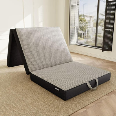 Memory Foam Mattress - Mattress 4 Inch, Trifold Mattress With Washable Cover, Handle & Non-Slip Bottom, Foldable Floor Mattress Guest Bed For RV, Trav by Alwyn Home