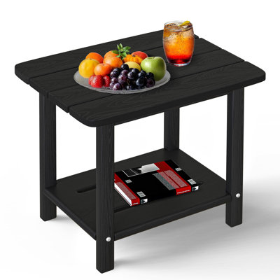 Adirondack Square Side Table - 18.4" HDPE Outdoor End Table - Weatherproof, Rustproof & Low Maintenance For Patio, Deck, Pool, Or Indoor Use