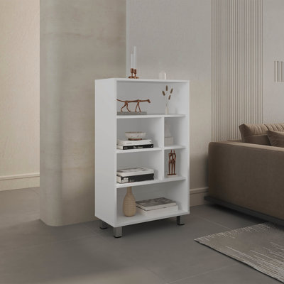 40" Tall Four Shelf Cabinet With 6 In White - And Practical For Garage 4 Shelves, Sleek Versatile Game Room