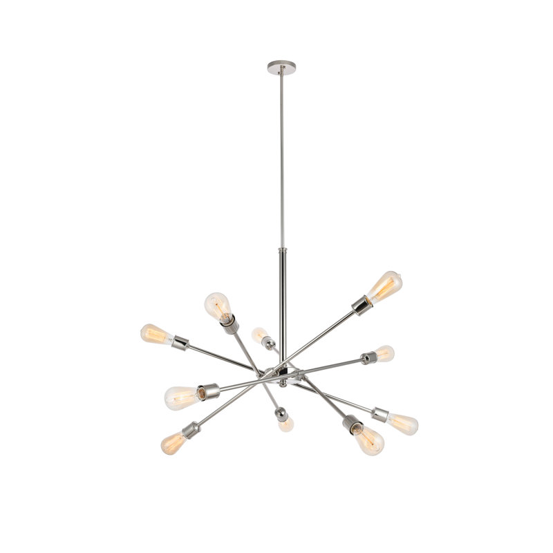 Lustre linéaire moderne à 10 lumières Signorelli, Nickel poli
