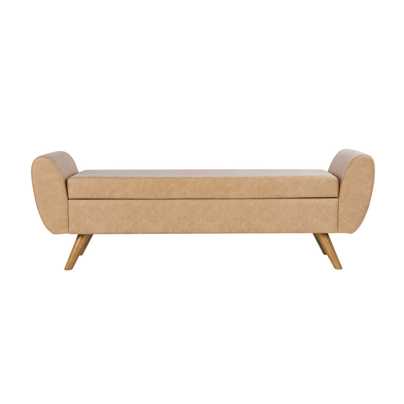Banc de rangement rembourré Amsi, Light Brown Faux Leather