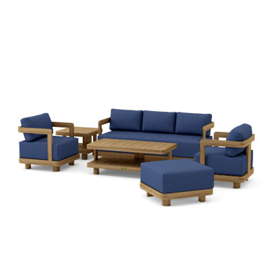 Granada Teak 6 - Person Patio Conversation Sets with Sunbrella® Cushions