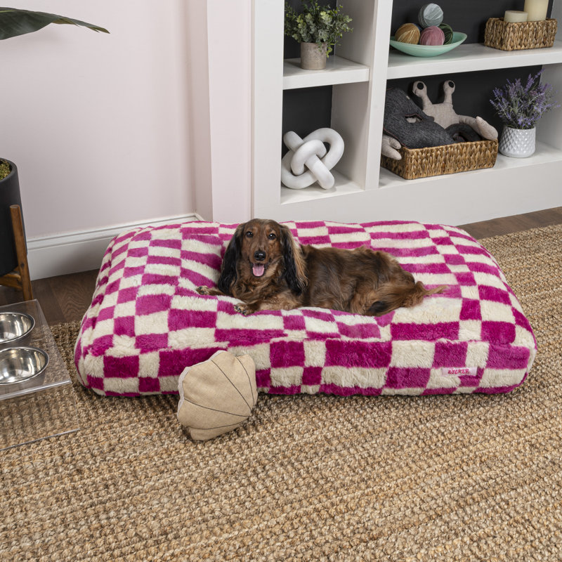 Lit pour animal de compagnie rectangulaire moelleux réversible avec housse lavable, Grand (l 41 po x P 25,5 po x H 9,5 po)