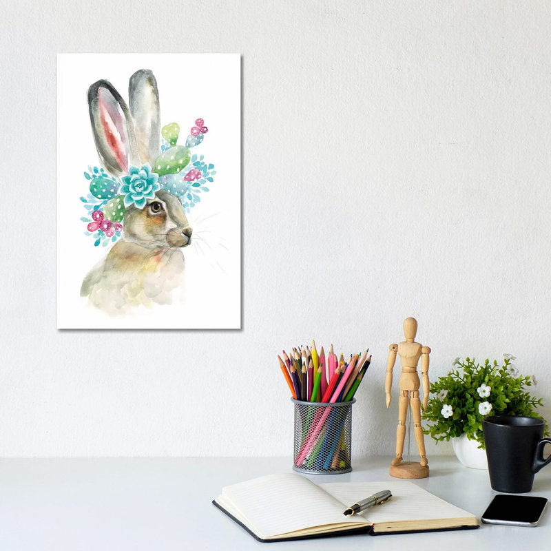 Cactus Bunny by Kirsten Dill - Wrapped Canvas Gallery-Wrapped Canvas Giclée, 30.48cm H x 20.32cm W