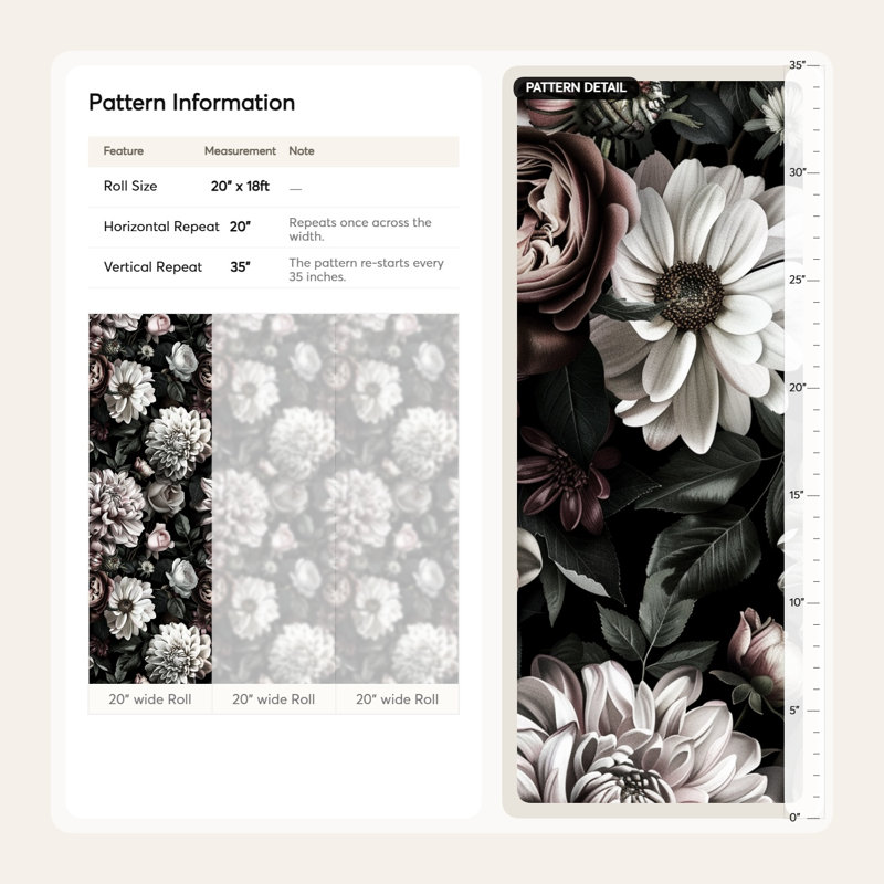Papier peint floral foncé foncé