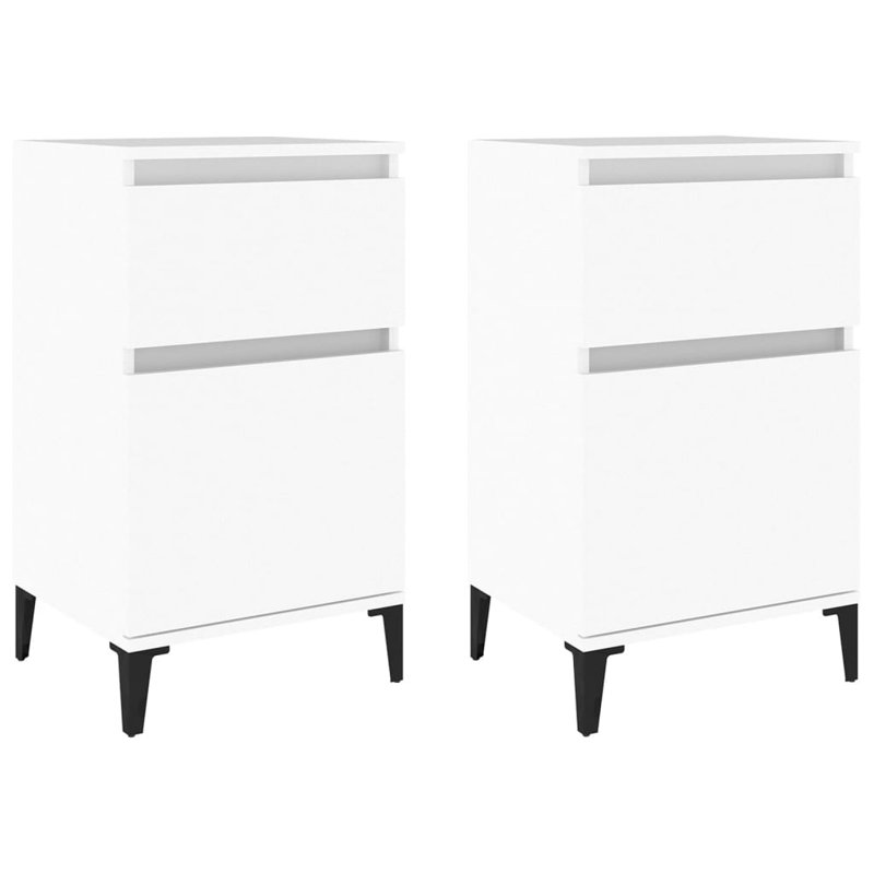 Amedeu 40cm W Bedside Table,  White, Set of 2