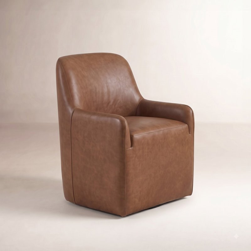 Maisie Rolling Dining Chair Tan Leather
