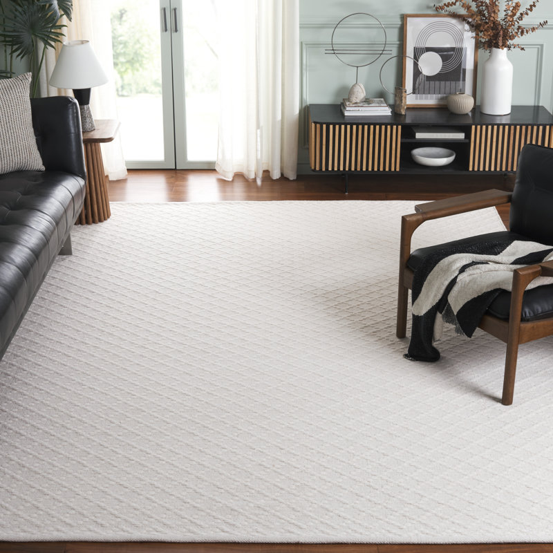 Tapis géométrique en laine / coton tissé à la main Shirebrook, Rectangle 8 pi x 10 pi