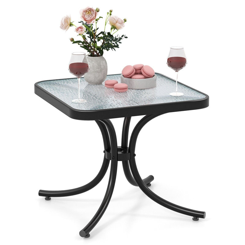 Bouton Square Tempered Glass Outdoor Side Table - 50 cm W 50 cm D