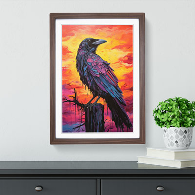 Raven Colour Field - Single Picture Frame Print on Wood