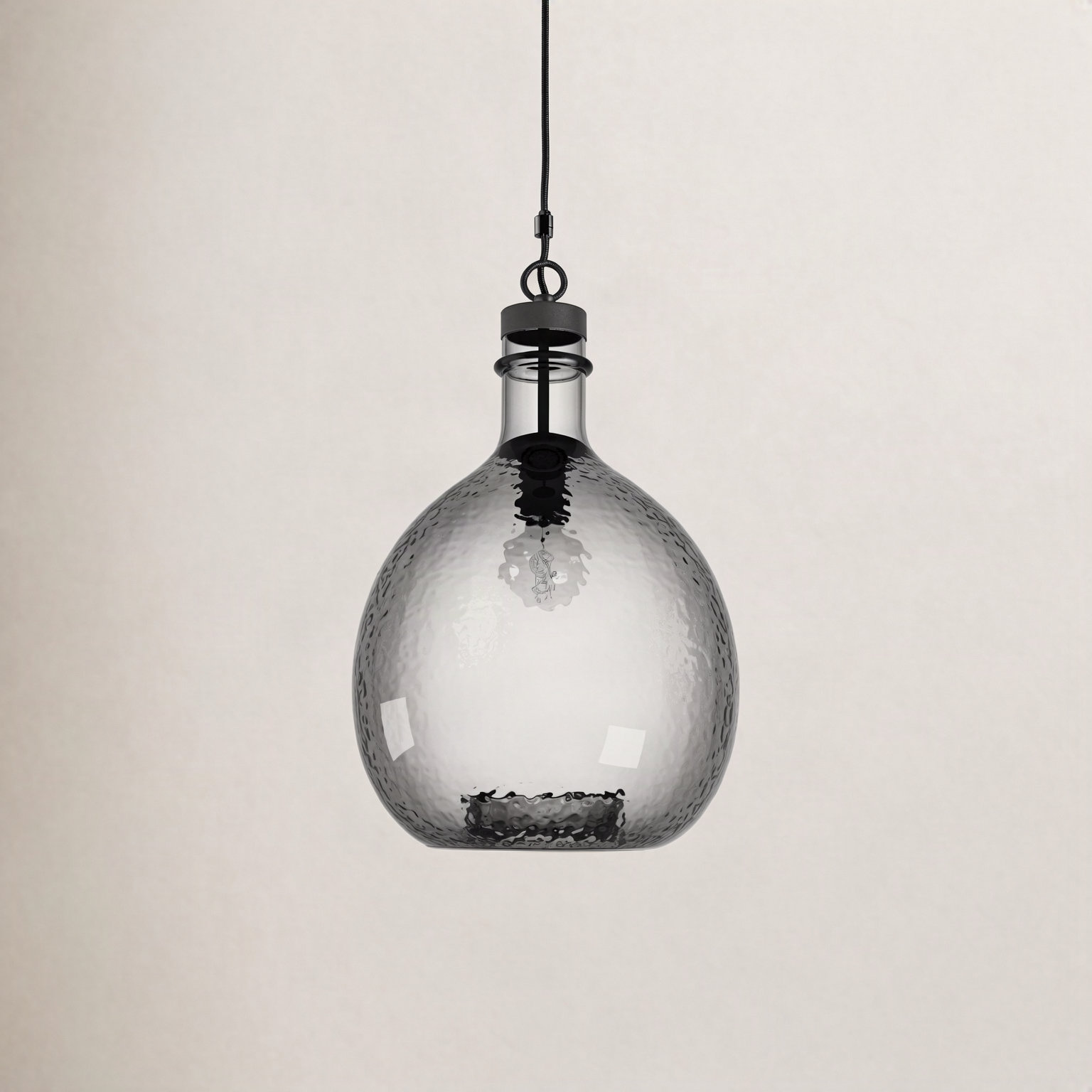 Rochester Single Light Glass Dimmable Pendant, Graphite