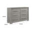 Commode Ova, 62 po, 6 tiroirs, placage de chêne gris contemporain
