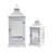 Decorative Lantern Set Of 2, Classic Cut Out Details And Glass Panels, White