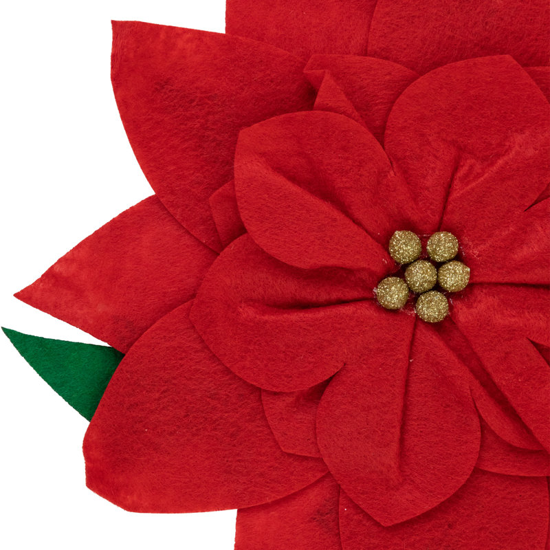 Red and Green Fabric Poinsettia Christmas Tree Topper