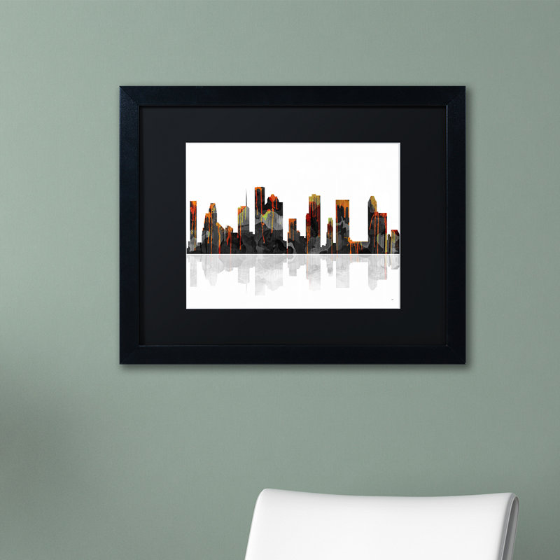 " Houston Texas Skyline " by Marlene Watson, 16" H x 20" W x 0.5" D, Black