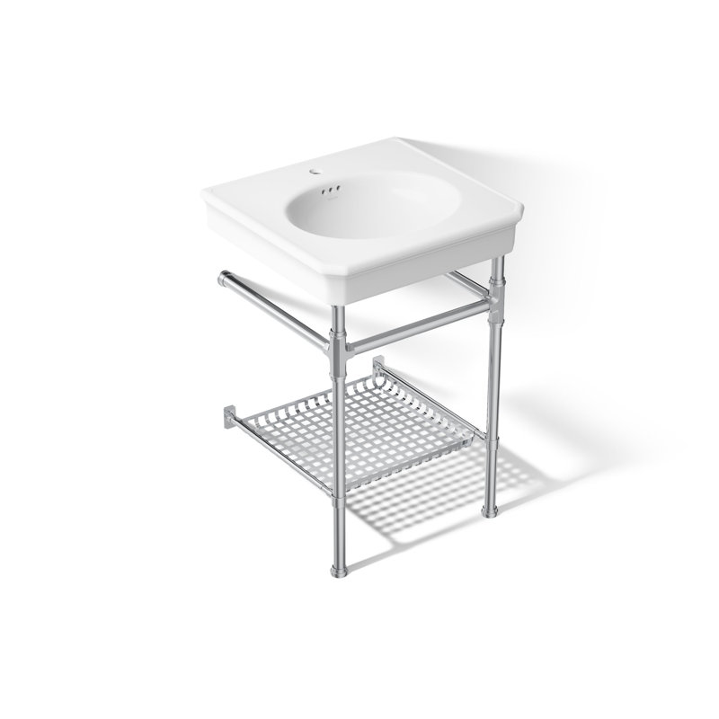 Claude by Studio McGee 24" Rectangular Console Table Bathroom Sink, White/Polished Chrome, Single Hole Faucet